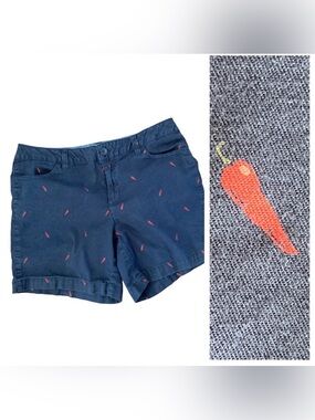 2/$30 CHILI PEPPER BASS Women Size 6 Allover NAVY Print 98% Cot 2% Spandex EUC